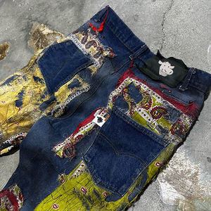 <span class=keywords><strong>Jeans</strong></span> DiZNEW all'Ingrosso, Stile Hip Hop, <span class=keywords><strong>Jeans</strong></span> Larghi Personalizzati con Ricami e Taglio Corto - Product Image 3