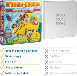 Libros bilingües para bebés, libros de rimas infantiles en español e inglés, gran libro con sonido para aprender español para niños - Product Image 6