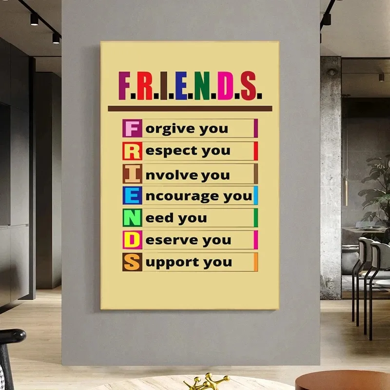The Meaning of Friends Artwork Canvas Painting Wall Art Poster Prints Wall Picture for Living Room Office Home Wall Cuadros