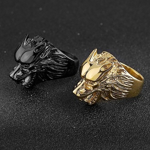 Anillo de Acero Inoxidable con Diseño de Hombre Lobo, Estilo Hip Hop, Bisel con Incrustaciones, Accesorios para Motociclistas y Vikingos, Joyería - Product Image 5
