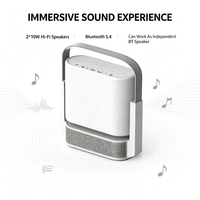 Projecteur de cinéma maison intelligent Android 14 avec haut-parleur Bluetooth, lecteur de musique, vidéoprojecteur LCD Full HD, mise au point automatique et zoom ajustable