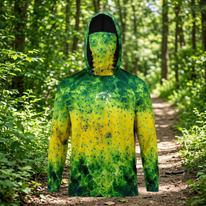 Men's Geometric Printed <b>Long</b> <b>Sleeve</b> Hooded Fishing Jersey Quick Dry UPF50+ Breathable Outdoor Wear - Product Image 4