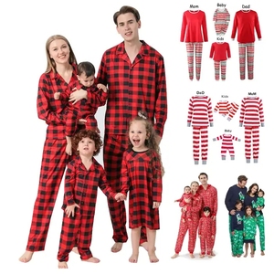 Envío de la gota Conjuntos a juego de la familia Conjuntos de pijamas de Navidad Plaid Impreso Pjs Pijamas familiares Conjuntos de Navidad - Product Image 1