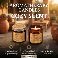Anpassbare Private Label Handgemachte Sojawachs Aromatherapie Lavendel Duftkerzen Rauchfrei Luxuriöses Bernsteinfarbenes Glasgefäß Diwali