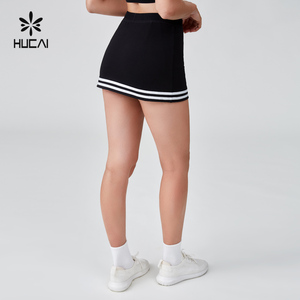 HUCAI OEM personalizado negro Activewear Piqué algodón Spandex pesado mujeres deportes tenis falda con Forro corto - Product Image 4