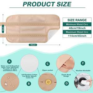 Cinturón reutilizable para el cuidado abdominal con aceite de ricino, cinturones de soporte para la cintura de algodón y elastano para protección en el hogar para mujeres, color caqui, rosa, blanco y negro - Product Image 4