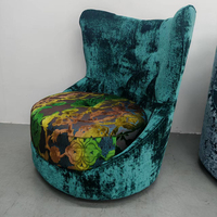 Fauteuil d'appoint design en velours imprimé créatif, chaise de loisirs unique et courbée pour hôtel, bar, réception, personnalisation disponible