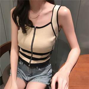 2025 Offre Spéciale gilet couleur bloc rayé sans manches femmes gilets séchage rapide fermeture éclair été femme vêtements - Product Image 2