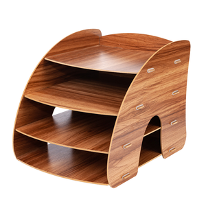 Organisateur de bureau en bois personnalisable Foska Premium, organisateur de documents de bureau en bois incurvé en forme d'éventail pour le bureau et l'école - Product Image 1