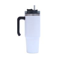 Nouvel Arrivage – Bouteille d'eau isotherme en acier inoxydable 30 oz avec logo personnalisé, double paroi, paille et poignée pour voiture