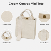 Mini sac fourre-tout en toile avec poignée courte et bandoulière longue, petit sac fourre-tout en toile à porter de deux façons, sac à bandoulière pour femmes, pour les courses quotidiennes