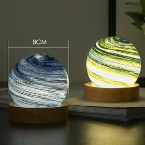 Lámpara de estrella Sunset Ambience Rainbow Lit Planet Nightlight Dormitorio Mesita de noche Regalo de cumpleaños Bola de cristal Luz de noche - Product Image 2
