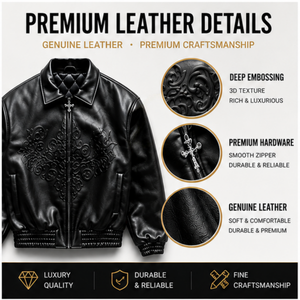 OEM Wholesale Fashion Motorcycle <strong>Jacket</strong> <strong>for</strong> <strong>Men</strong> Manufacturer Custom Logo Embossed <strong>Men'S</strong> Genuine Leather Varsity <strong>Jacket</strong> - Product Image 3