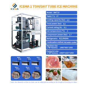 Máquina <span class=keywords><strong>de</strong></span> <span class=keywords><strong>Hielo</strong></span> Industrial <span class=keywords><strong>de</strong></span> 1 Tonelada (1000 kg/día), Máquina <span class=keywords><strong>de</strong></span> <span class=keywords><strong>Hielo</strong></span> Comercial para Consumo Humano, 220V/380V, Refrigerada por Aire o Agua - Product Image 2
