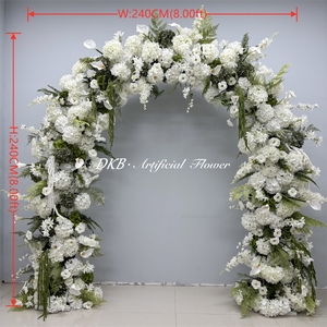 Arco Floreale Artificiale a Forma di U da 2,4m con Ortensie e Calla Verde-Bianche per Decorazioni Nuziali - Product Image 2