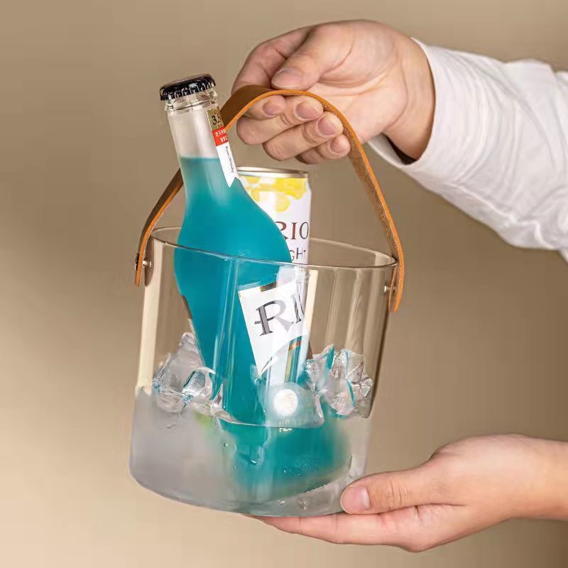 Borosilicate Ice bucket portable fruit basket field water storage bucket living room glass vase ice cube
