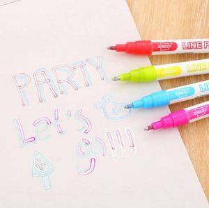 8 Colors Self Outline Metallic Card- Drawing Makingcute Glitter <b>Magic</b> Markers - Product Image 2