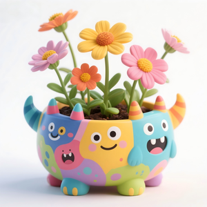 Portalápices de Hormigón con Diseño de Pequeño Extraterrestre Kawaii, Macetero de Cemento Colorido y Divertido, Decoración de Escritorio con Monstruo <span class=keywords><strong>3D</strong></span>, Regalo Original - Product Image 6