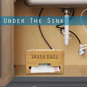 Sac poubelle en bambou porte-sac distributeur de sac poubelle organisateur de distributeur pour cuisine - Product Image 6