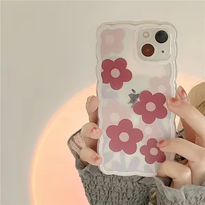 Wellenförmige Kante Blume gemalt TPU Anti-Schock-Schutz Telefon abdeckung 3D Stereo-Taste Design Handy hülle für iPhone 14 13 12 11 Promax