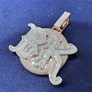 Dernier style de pendentif chaîne personnalisé VVS Moissanite bijoux hip hop pendentif logo en diamant cultivé en laboratoire