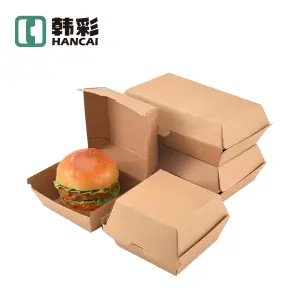 Custom Printing Burger Automatic Lock Bottom Chicken Popcorn Any Fries Ivory Board Packaging Boxes