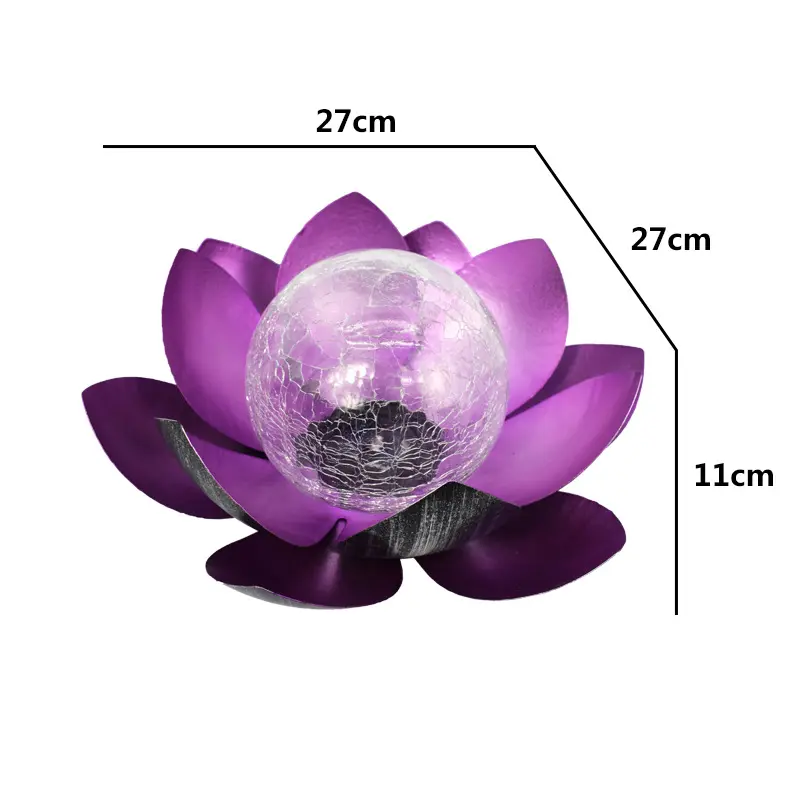 Hete Verkoop Buiten Waterdichte Tuin Amber Craquelé Bol Glas Lotus Zonne-Energie Licht Voor Pad Patio Tuin Gazon Decoratie