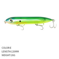 Leurre de pêche Minnow 126mm 26g pour eau salée, Super Spook Wobbler Topwater, Walking the Dog, avec hameçons triples