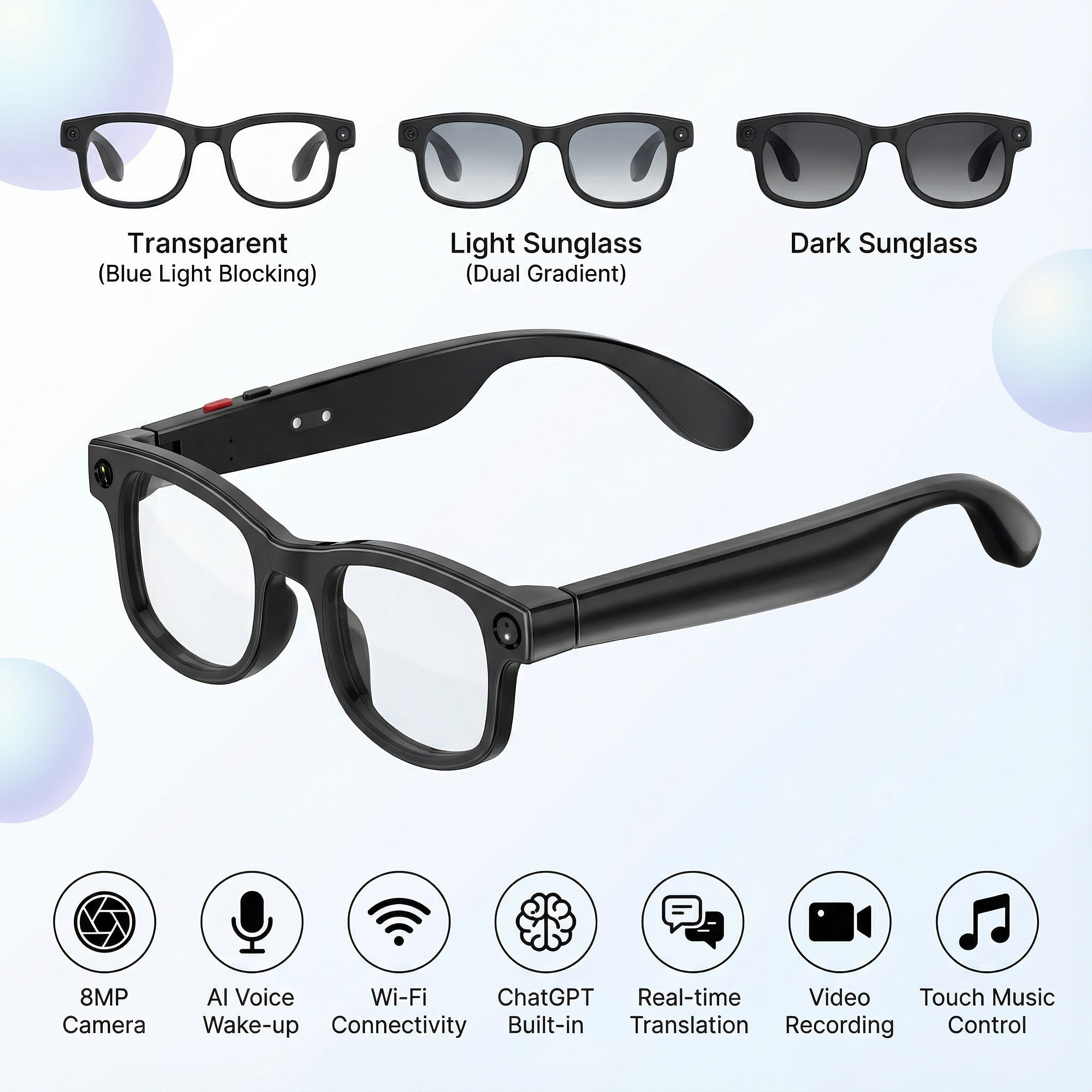 IK-G1 Smart Glasses with JL7018F Main Control Chip 290mAh Battery AR Navigation & Real-time Translation for Powerful Performance