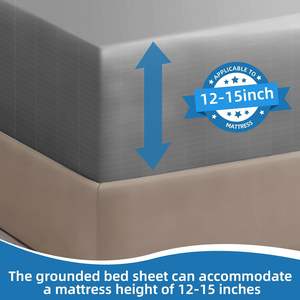 300TC 5% fibra de plata 95% algodón hojas de puesta a tierra ajustadas con cable conductor de todos los tamaños para un mejor sueño salud nativa - Product Image 3