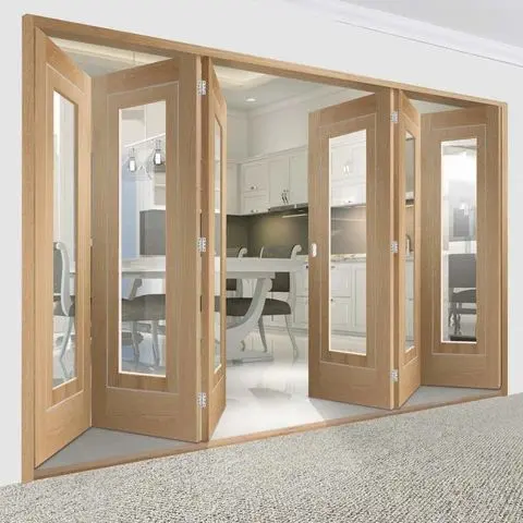 Porta robusta High end personalizado moderno dobrável madeira vidro porta sistema