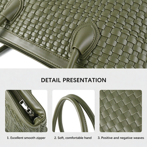 กระเป๋าโท้ทหนัง PU ทอแบบทนทาน กันน้ำ ทันสมัย เหมาะสำหรับฤดูร้อน ท่องเที่ยวชายหาด มีช่องซิปด้านใน ช่องใส่ของ  วัสดุโพลีเอสเตอร์ลายตัวอักษร - Product Image 5
