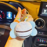 Nouveau porte-clés pendentif abeille en peluche mignonne, style dessin animé, breloque de sac, jouet, cadeau, décoration suspendue, porte-clés de voiture