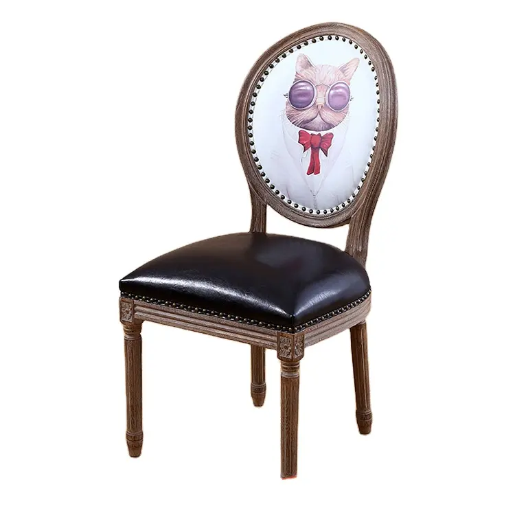 Роскошный стул в американском стиле для отеля, банкета, антикварные подлокотники, деревянный кожаный обеденный стул