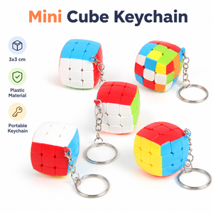 Porte-clés cube magique miniature 3 cm avec logo personnalisé, puzzle en plastique 3x3, jouet porte-clés, cubes à rotation fluide portables pour cadeau promotionnel - Product Image 1