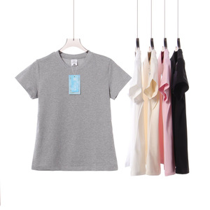 T-shirt personnalisé à col rond pour femme, manches courtes, en coton Sorona, basique, décontracté, pour l'été - Product Image 2