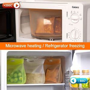 Silicone Storage <b>Bags</b> with Zip Food <b>Bag</b> <b>Freezer</b> Safe Classic Design Multifunction <b>Reusable</b> Leak Proof Meal Prep Organizer - Product Image 4