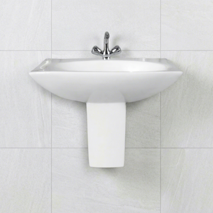 Lavabo mural indien de haute qualité en forme de fleur, semi-piedestal, pour salle de bain - Product Image 4