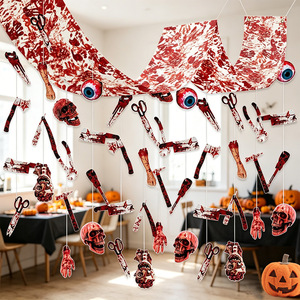 Guirnalda <span class=keywords><strong>de</strong></span> Halloween con Diseño <span class=keywords><strong>de</strong></span> Sangre y <span class=keywords><strong>Terror</strong></span>, Decoración Colgante con Salpicaduras <span class=keywords><strong>de</strong></span> Sangre, Calaveras y Ojos, Ideal para Fiestas <span class=keywords><strong>de</strong></span> Casas Encantadas - Product Image 1