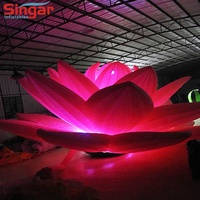 Fleur de lotus géante rose gonflable avec lumières pour la décoration de scène d'événements en plein air