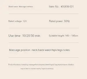 Massage Products Massage Mattress Thai Shiatsu Electric Vibration Heat Air Pressure Folding Back Massage Cushion