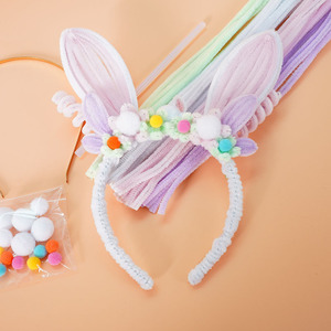 Diadema con Orejas de Conejo de Pascua, Kit de Manualidades, Diadema de Felpa Hecha a Mano con Limpiapipas <span class=keywords><strong>para</strong></span> Niñas, Decoración <span class=keywords><strong>para</strong></span> Fiestas de Pascua - Product Image 2