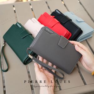 กระเป๋าสตางค์ใบยาวสำหรับผู้หญิง Pierre Loues ขนาด 6 นิ้ว ช่องใส่บัตรหลายช่อง สีพื้น ใช้ได้ทุกวัน - Product Image 1