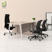 Bureau exécutif IULTRA avec gestion intelligente des câbles Haut-parleur de table PDG de luxe en forme de L moderne et durable-pour le bureau