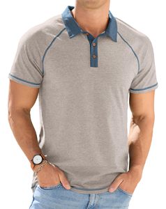 Chemises polo pour hommes, couleur unie, manches courtes, coton doux, respirant, décontracté, à porter tous les jours - Product Image 1
