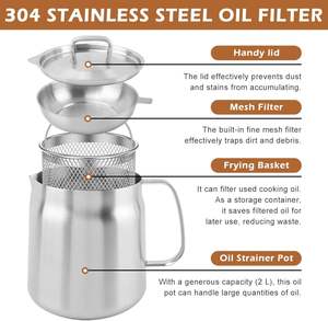 En gros, Pot de cuisson 2 en 1 robuste avec passoire à huile et filtre en acier inoxydable 304 - Product Image 4