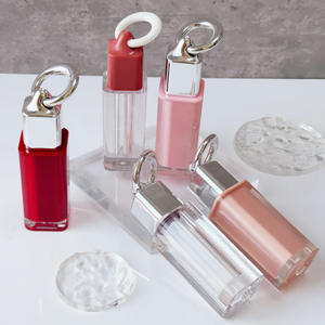 Luxury <b>Square</b> Lip Gloss Tube Silver Ring Lipgloss <b>Container</b> Empty Lipstick Tube High End Cosmetic Packaging Custom - Product Image 1