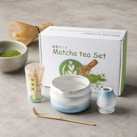 Ensemble cadeau matcha 4-5-7-8 pièces, emballage japonais, fouet en bambou, bol en céramique, fouet à matcha et support pour la cérémonie