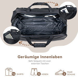 Black <b>Wheeled</b> Travel Duffle <b>Bag</b> Waterproof Rolling <b>Weekend</b> Overnight Luggage <b>Bag</b> with Telescopic Handle & 2 Wheels for Trips - Product Image 4