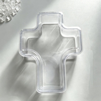 Boîte à bijoux transparente en forme de croix pour cadeaux, colliers et chapelets, boîte de rangement en forme de croix, vente en gros